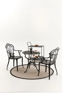 Black Döküm Balçe Balkon Bistro Set